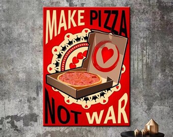 KCV41 Vintage Style Union Jack Keep Calm Eat Pizza Funny Poster Print A2/A3/A4
