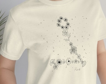 Zodiac horoscope shirt, astrology shirt, gift for astrology lover, Pisces shirt, Water sign shirt, flower lover shirt, mystical shirt