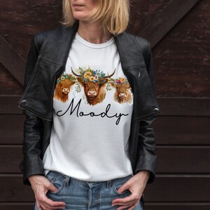 Moody Highland Cow shirt, Watercolor Highland Cow shirt, Gift For Mom, Cow Design shirt, Western Shirt, Country Shirt, Cow shirt, Farm Life