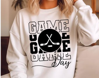 Felpa per la giornata della partita di hockey, girocollo per tifosi sportivi, felpa unisex per hockey, regalo per gli amanti dell'hockey, abbigliamento per sport invernali