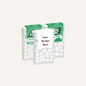 Personlig Tic Tac | Anpassade godispresenter med märke | Perfekt för bröllop och babyshowerfester | Reklamgåva för företag