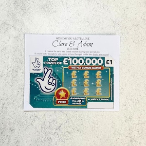 PORTE-CARTES À GRATTER personnalisé pour mariage | Bonbons personnalisés pour le loto des noms de couple, nous nous sommes mariés, nous avons de la chance | Cadeaux pour invités de mariage