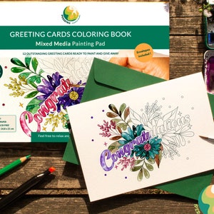 Greeting cards set with envelopes. Coloring book  for wet and dry media. greeting cards set. coloring greeting cards set for adults. botanic greeting cards. watercolor coloring book. watercolor greeting cards set. diy greeting cards. iperartika