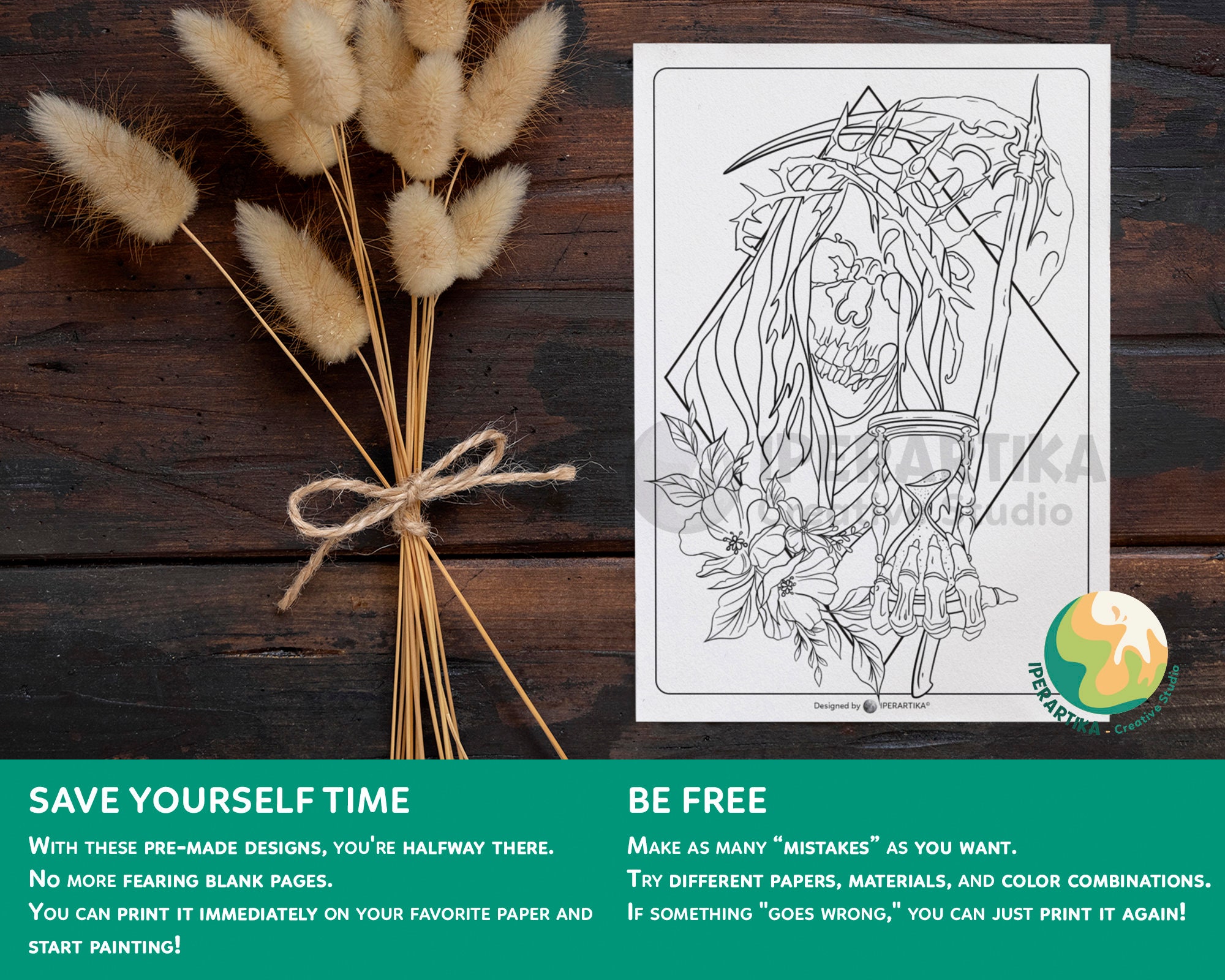 Grim Reaper COLORING PAGE Printable | Halloween Coloring Pages