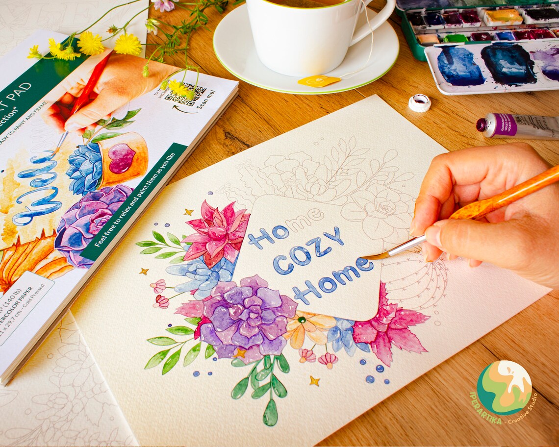 Libro para colorear ACUARELA para adultos. Hermosos RÓTULOS DE - Etsy