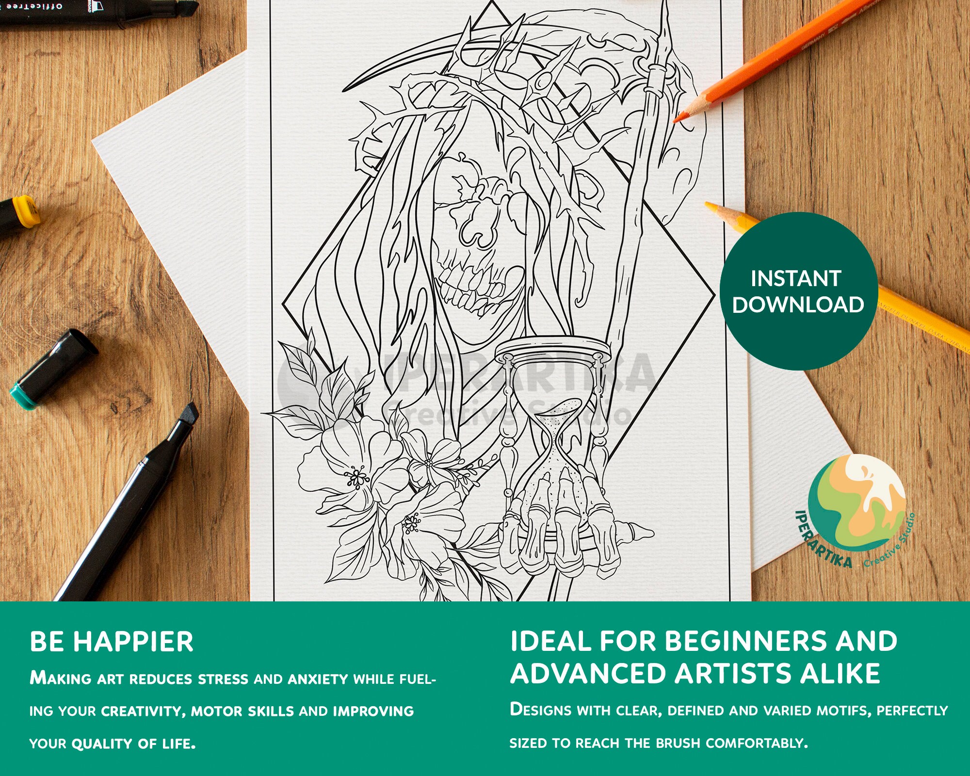 Grim Reaper COLORING PAGE Printable | Halloween Coloring Pages