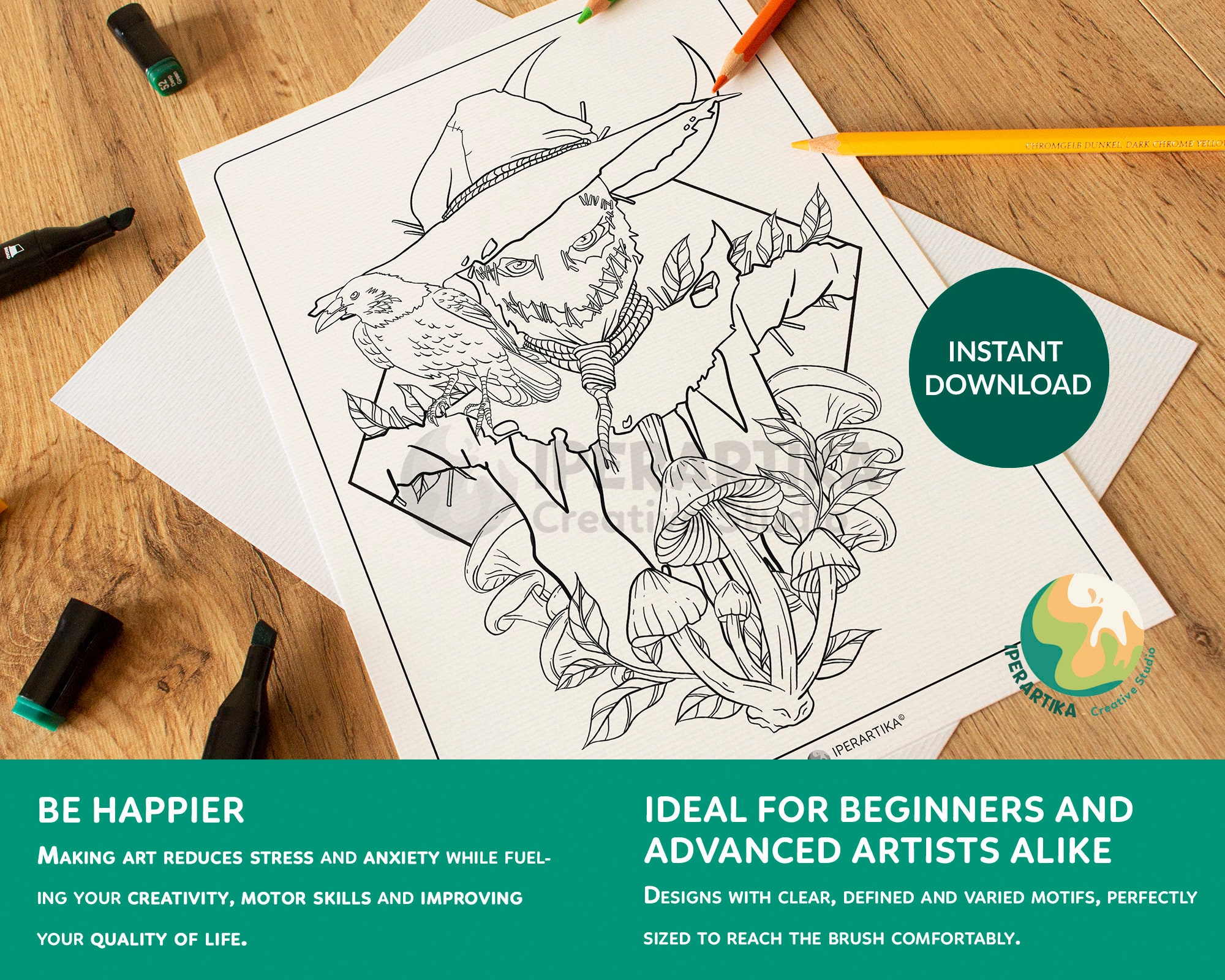 Scarecrow COLORING PAGE Printable | Halloween Coloring Pages | Coloring ...