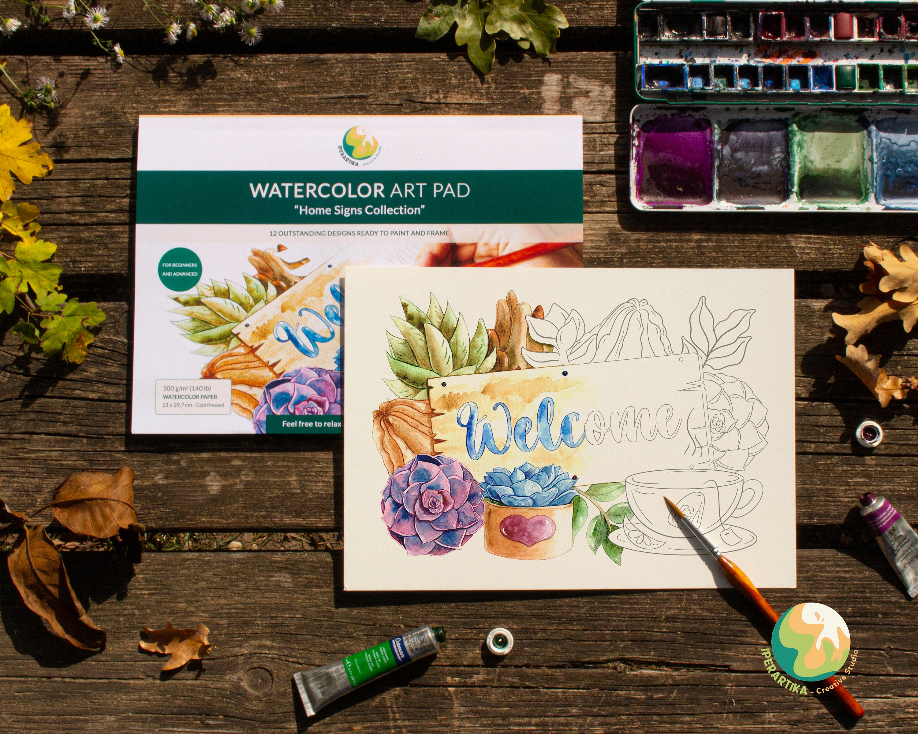 BUNDLE of WATERCOLOR Coloring Book Painting GREETING Cards Pad for