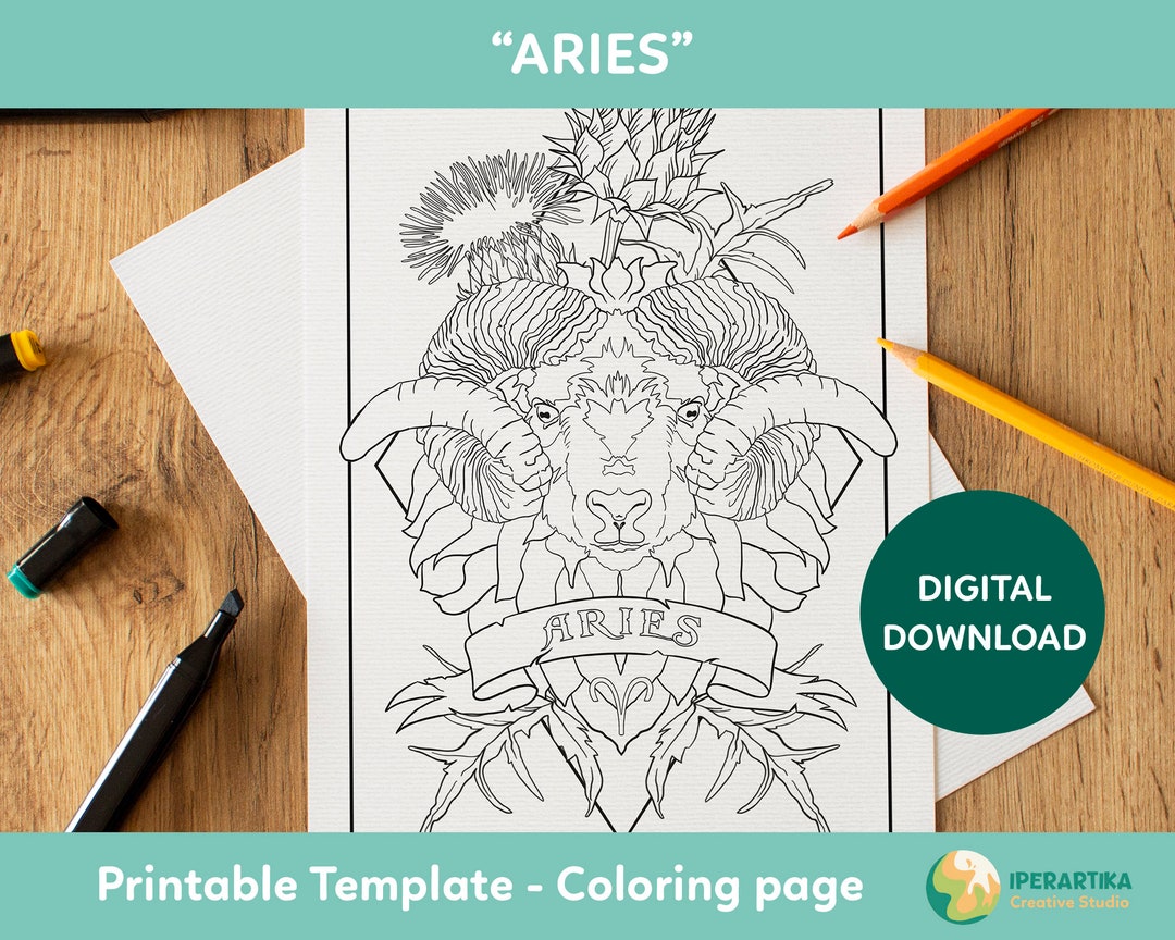 Aries COLORING PAGE Printable | Zodiac Signs Coloring Pages | Coloring ...