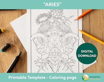Aries Coloring Page: Zodiac Sign Printable (PDF Download)