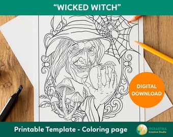 Wicked Witch Coloring Page: Halloween Printable (PDF Download)