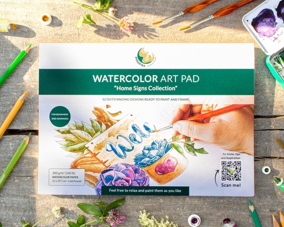 WATERCOLOR Coloring Book for Adults. Beautiful HOME SIGNS Printed in High  Quality Watercolor Paper Ready to Paint. Iperartika 