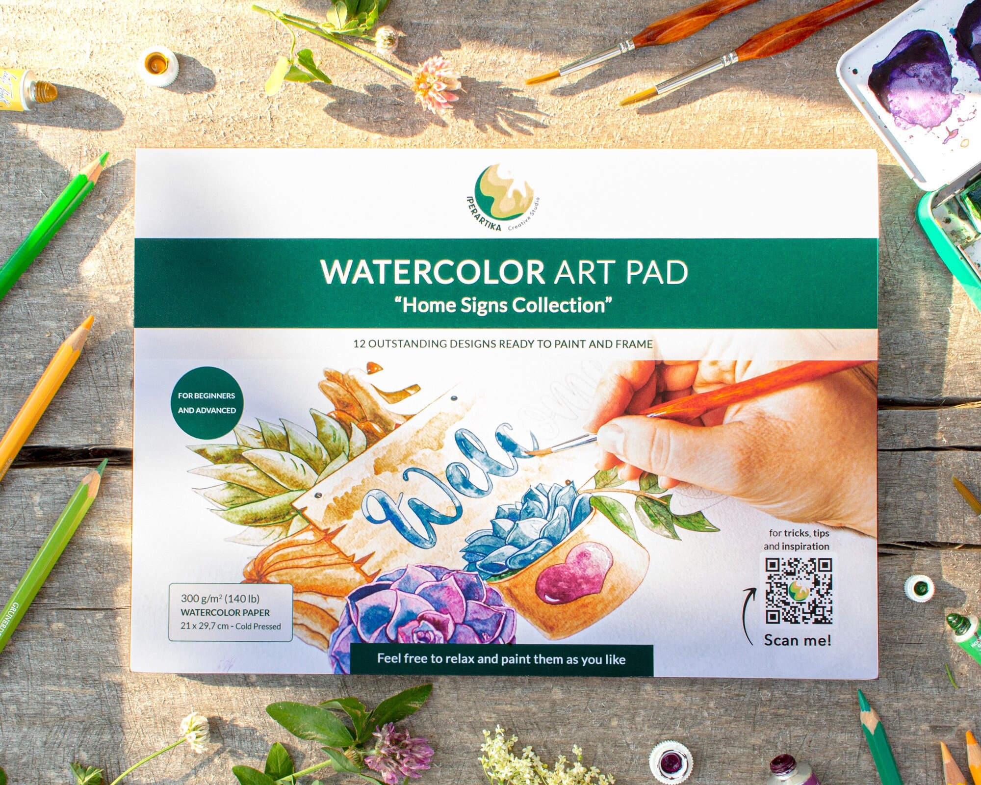 Watercolor Paper Pad 2 Pack for Water Color Paper White Heavy 140 lb Cold Pressed for Paint and Markers Pens and Artists Watercoloring Painting