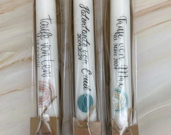 Taper/table candles | personalized | baptism | communion | confirmation | gift idea | souvenir | with dried flowers | guest gift