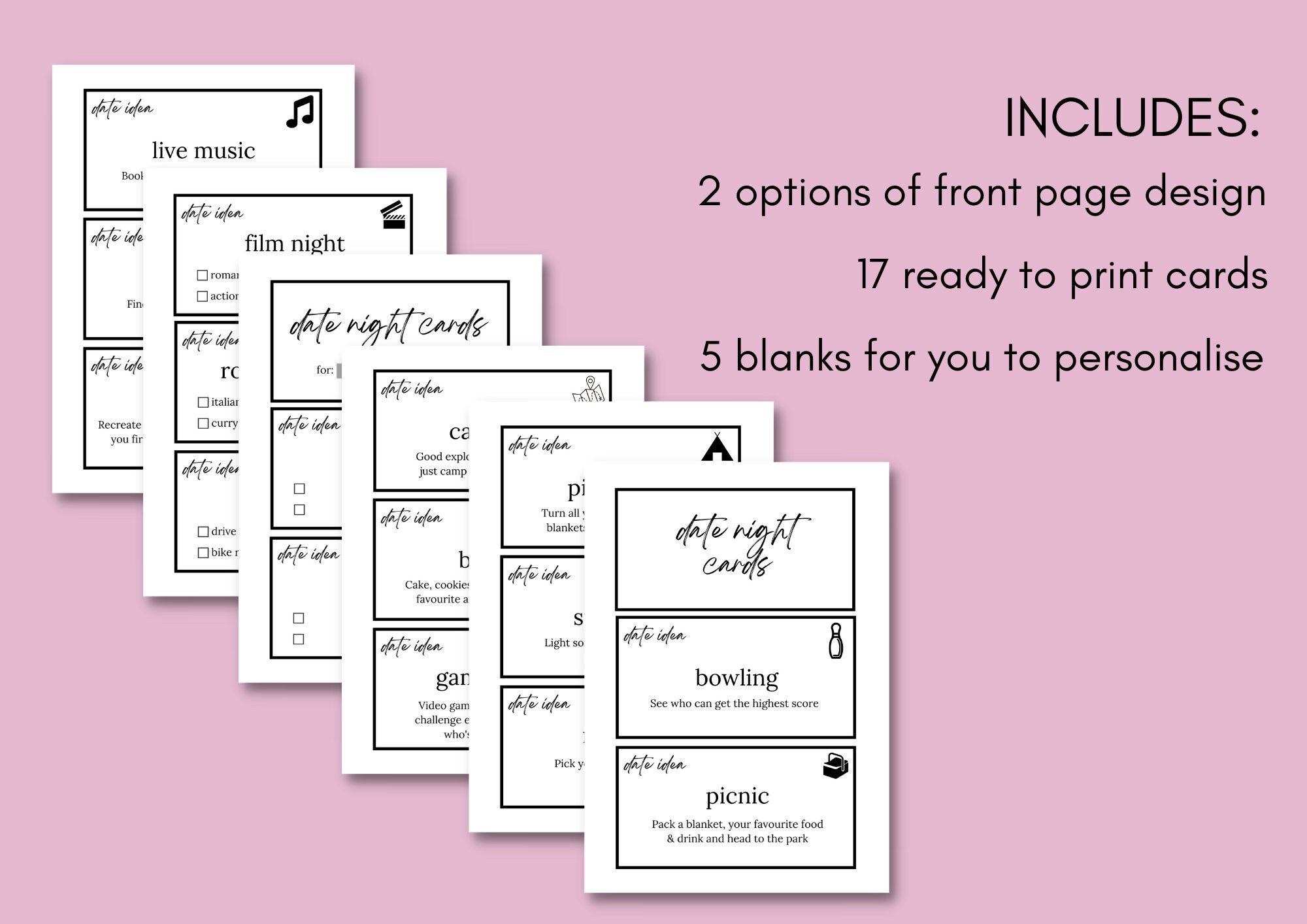 Printable Date Night Cards Printable Love Cards for Boyfriend ...