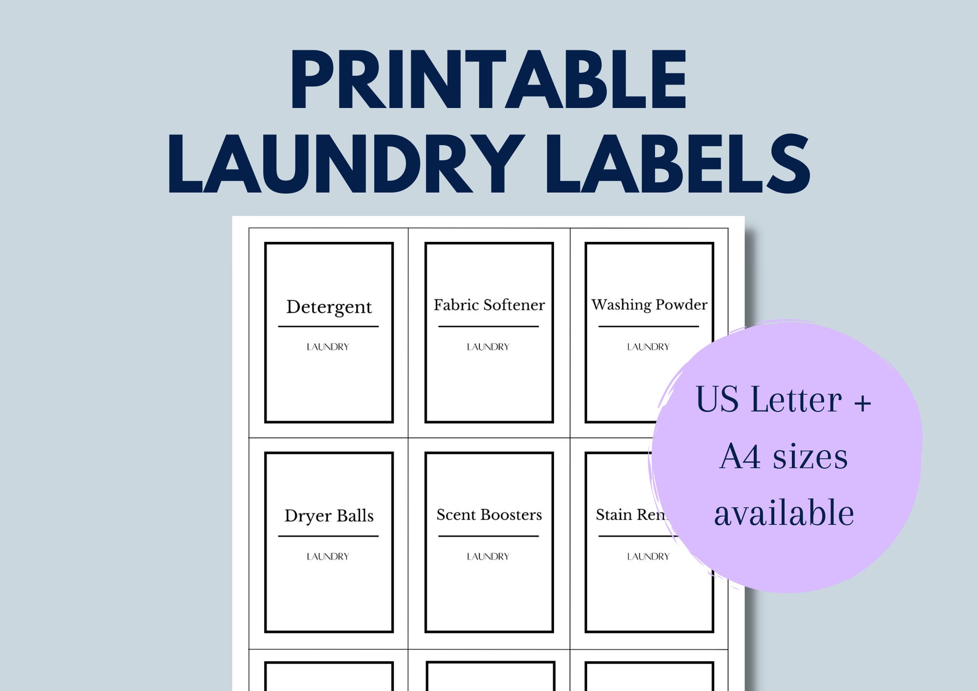Laundry Labels Template, Custom Laundry Room Labels, Home Organization  Labels, Storage Label, Minimalist, Download, Editable, Printable, 039 