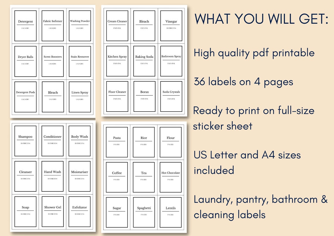 Printable Home Organisation Labels Bundle Organisation Sticker Template ...