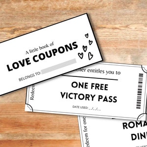 Printable Love Coupon Book Printable Coupons for Boyfriend / Girlfriend Gift for Him / Her ...