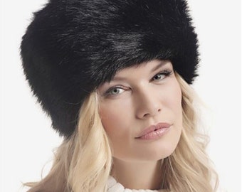 Black Faux Fur Hat - Russian Fur Hat - Plush Hat - Hat For Winter - Cossack - Rabbit Fur Hat - Beret - Russian Hat - Fox Fur Hat - Siberia