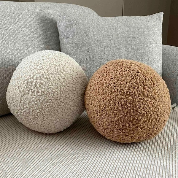 Teddy Boucle Ball Pillow - Teddy Ball Cushion - Ball Pillow - Boucle Ball Cushion - Round Boucle Pillow - Boucle Sphere Pillow - Tedd pillow