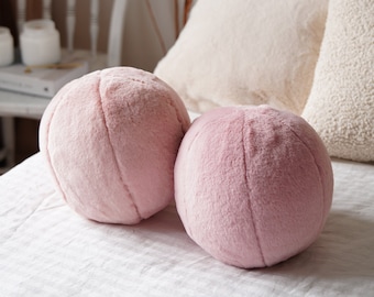 Pink Plush Ball Pillow - Plush Ball Cushion - Fur Ball Pillow - Ball Pillow - Round Pillow - Decorative Pillow - Unique Pillow - Fur Pillow