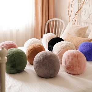 Plush Ball Pillow - Plush Ball Cushion - Fur Ball Pillow - Ball Pillow - Round Pillow - Decorative Pillow - Unique Pillow - Fur Pillow