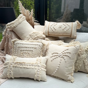 Linen Pillow Cover with Shell - Gifts for Mom - Throw Pillow - Linen Fabric - Interior Design - Anniversary Gift - New Home Gift - Cushion