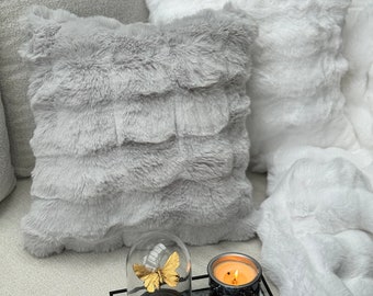 Federa per cuscino bifacciale in pelliccia sintetica - Federa per cuscino in pelliccia sintetica - Federa per cuscino autunnale - Cuscino da pavimento - Cuscino di peluche - Cuscino decorativo in pelliccia sintetica