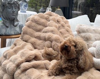 Fur Blanket - Luxury Faux Fur Throw Blanket - Rabbit Fur Blanket - Throw Blanket - Plush Blanket - Faux Fur Bedspread - Faux Fur Blanket