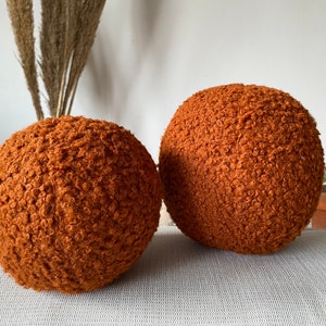 Teddy Boucle Ball Pillow - Brick Teddy Ball Cushion - Teddy Bear Fabric - Boucle Ball Pillow -  Boucle Pillow - Unique Pillow - Ball Pillow