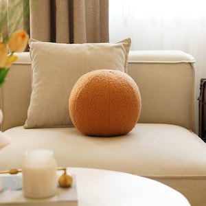 Handmade Boucle Ball Pillow: Scandinavian Home Decor