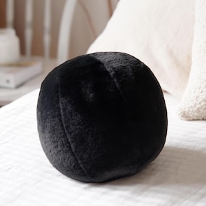 Ball Pillow - Plush Ball Cushion - Brown Ball Pillow - Ball Pillow - Round Pillow - Decorative Pillow - Unique Pillow - Fur Pillow