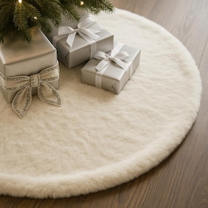 Gonna per albero di Natale - Gonna per albero di peluche - Gonna per albero di pelliccia sintetica - Tappeto rotondo per albero di Natale - Decorazioni per albero di Natale - Tappeto di pelliccia