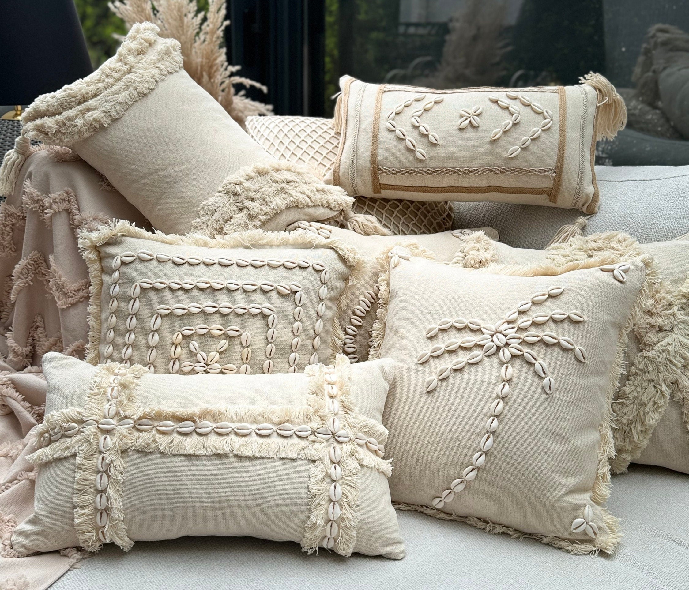 New 18 Inch Cotton Linen Velvet Tassel Cushion Cover – Multicolored Sofa Bed Decor