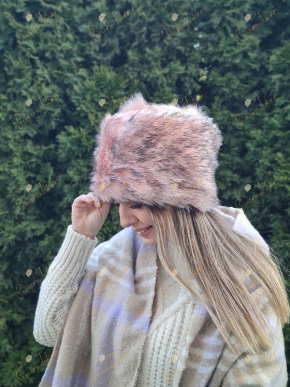 Vintage Multicolor Rabbit Fur Hat Pastel Pink Cream Grey Luxe Winter Statement Rabbit Fur Original Vintage Hats for Women for sale | eBay main image 4