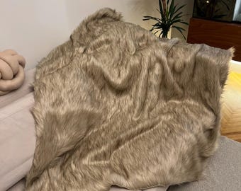 Coperta di pelliccia di frassino - Coperta di pelliccia di lusso - Coperta di pelliccia beige - Coperta di lancio - Coperta di peluche - Copriletto in pelliccia sintetica - Coperta in pelliccia sintetica