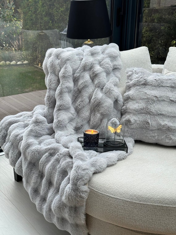 Fur Blanket Luxury Faux Fur Throw Blanket Rabbit Fur Blanket Throw Blanket Plush Blanket Faux Fur Bedspread Faux Fur Blanket Etsy