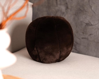 Plush Ball Pillow - Plush Ball Cushion - Brown Ball Pillow - Ball Pillow - Round Pillow - Decorative Pillow - Unique Pillow - Fur Pillow