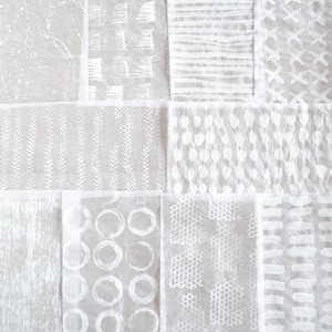 Papier de soie à motifs blanc, Papier pour collage translucide, Peint à la main, Pack de papier technique mixte