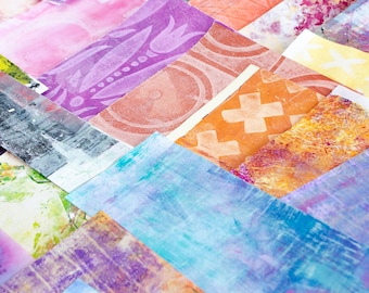 Hand Painted Collage Paper Pack: Mixed Media Texture, 30-40 Pieces