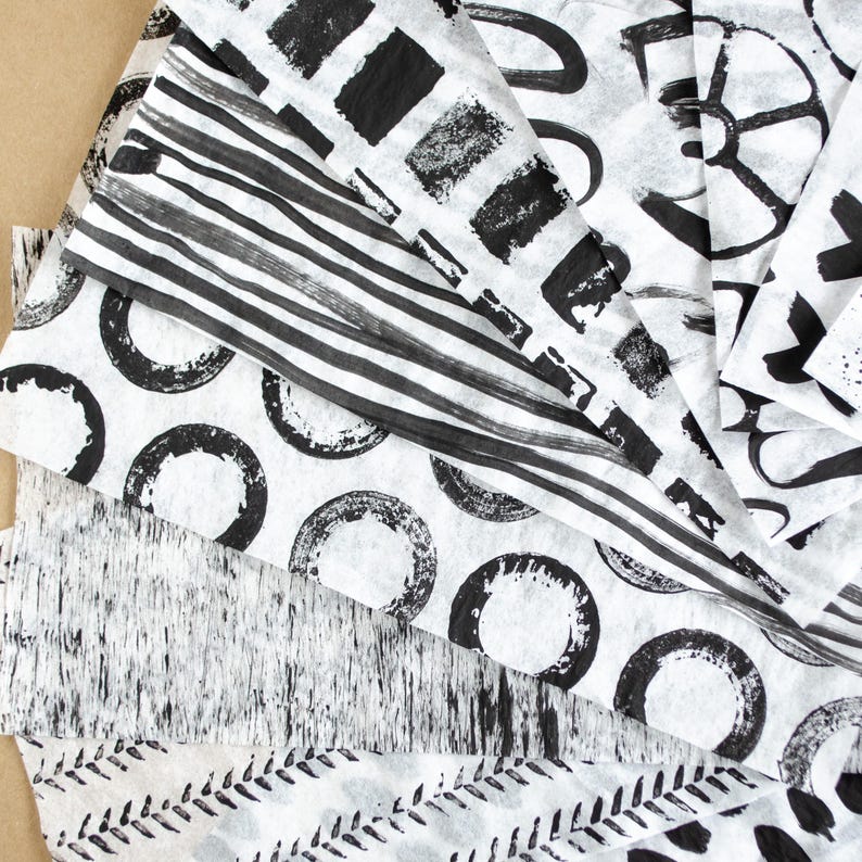 Net Pattern Tissue Paper Black Patterned Tissue Paper for Translucent Layering in Collage (20 ...