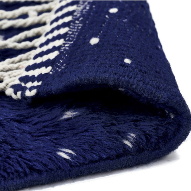 Navy Blue Rug With White Dots modern Blue Rug Premium Etsy