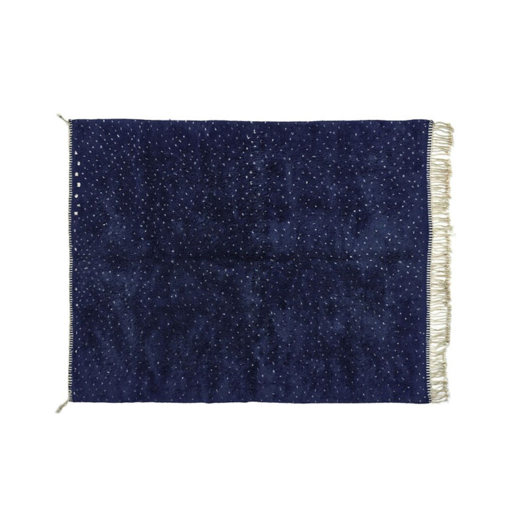 Navy Blue Rug With White Dots modern Blue Rug Premium Etsy