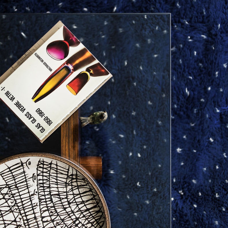 Navy Blue Rug With White Dots modern Blue Rug Premium Etsy