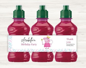 Peppa Pig Personalised Drink Labels