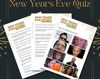 Silvester Party Quiz, Fragen zu 2023 und Allgemeinwissen plus Bildquiz