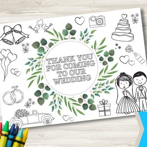 Thank You for Coming to Our Wedding Printable Colouring Page Placemat ...