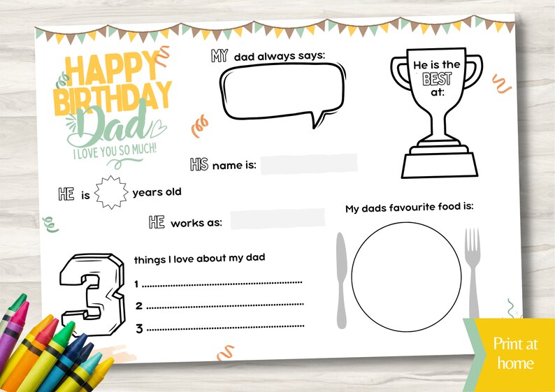 Happy Birthday Dad Coloring Page All About Dad Fill in Template Fathers