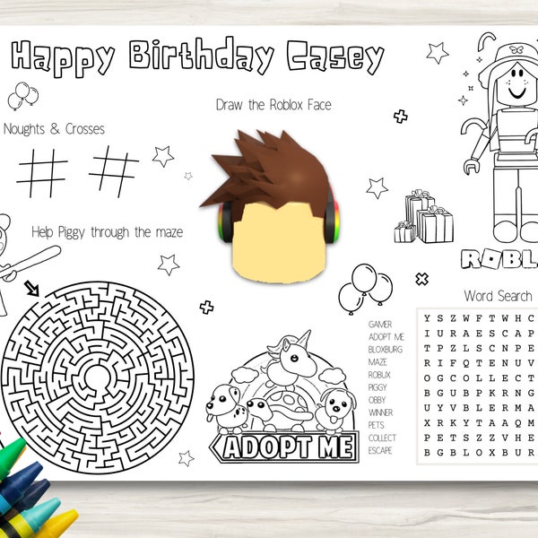 Personalised Roblox Activity Sheet, Coloring Sheet, Roblox Party, Roblox Birthday Activity