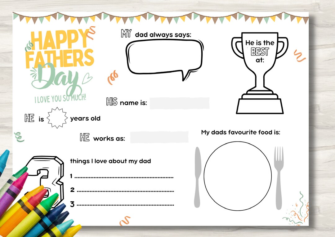 Happy Birthday Fathers Day Coloring Page All About Dad Fill in Template ...